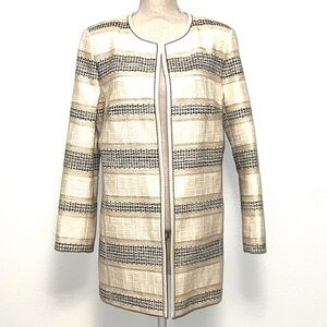Lafayette 148 New York Cream, Gold and Black Striped Blazer
